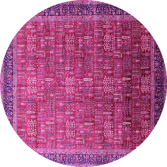 Round Oriental Pink Industrial Rug, urb1793pnk