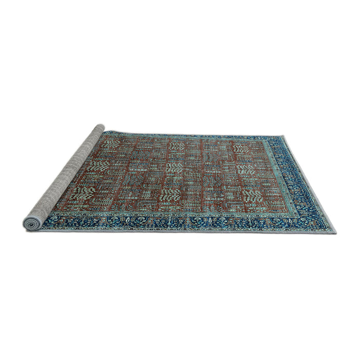 Sideview of Machine Washable Oriental Light Blue Industrial Rug, wshurb1793lblu
