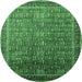 Round Oriental Emerald Green Industrial Rug, urb1793emgrn