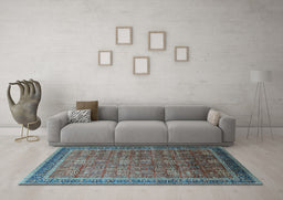 Machine Washable Oriental Light Blue Industrial Rug in a Living Room, wshurb1793lblu