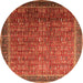 Round Machine Washable Oriental Orange Industrial Area Rugs, wshurb1793org