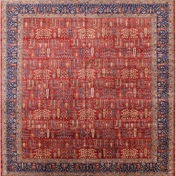 Square Machine Washable Industrial Modern Red Rug, wshurb1793