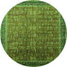 Round Machine Washable Oriental Green Industrial Area Rugs, wshurb1793grn