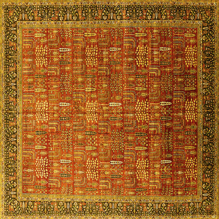 Square Machine Washable Oriental Yellow Industrial Rug, wshurb1793yw
