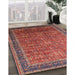 Mid-Century Modern Red Oriental Rug in Family Room, urb1793