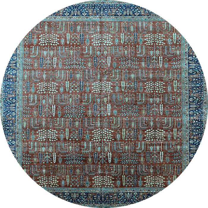 Round Oriental Light Blue Industrial Rug, urb1793lblu