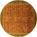 Round Oriental Yellow Industrial Rug, urb1793yw