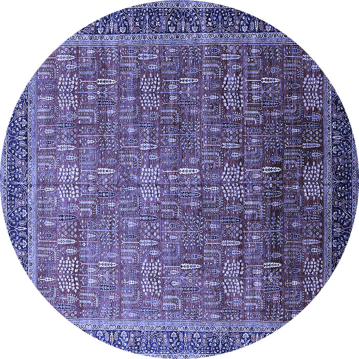 Round Oriental Blue Industrial Rug, urb1793blu