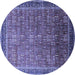 Round Oriental Blue Industrial Rug, urb1793blu