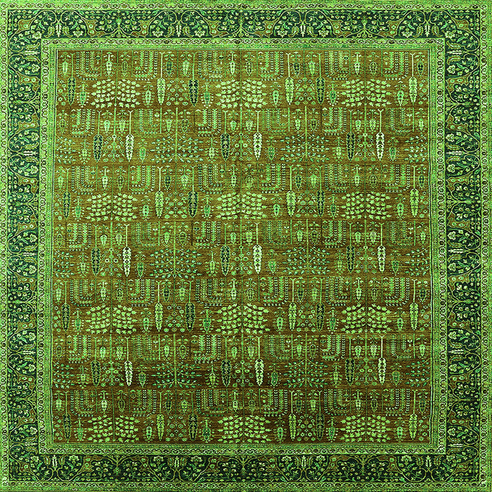 Square Oriental Green Industrial Rug, urb1793grn