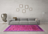 Machine Washable Oriental Pink Industrial Rug, wshurb1793pnk