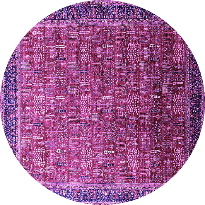 Round Machine Washable Oriental Purple Industrial Area Rugs, wshurb1793pur