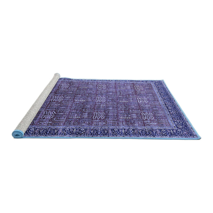 Sideview of Machine Washable Oriental Blue Industrial Rug, wshurb1793blu