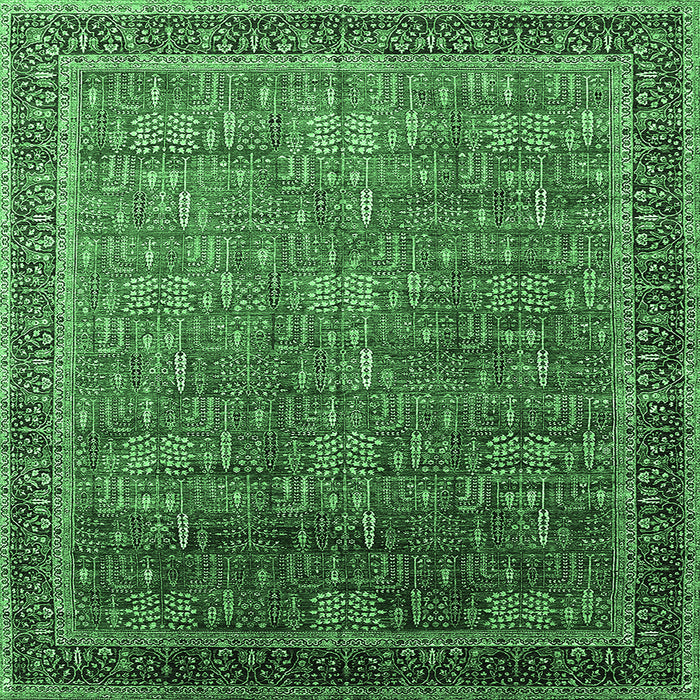 Square Oriental Emerald Green Industrial Rug, urb1793emgrn