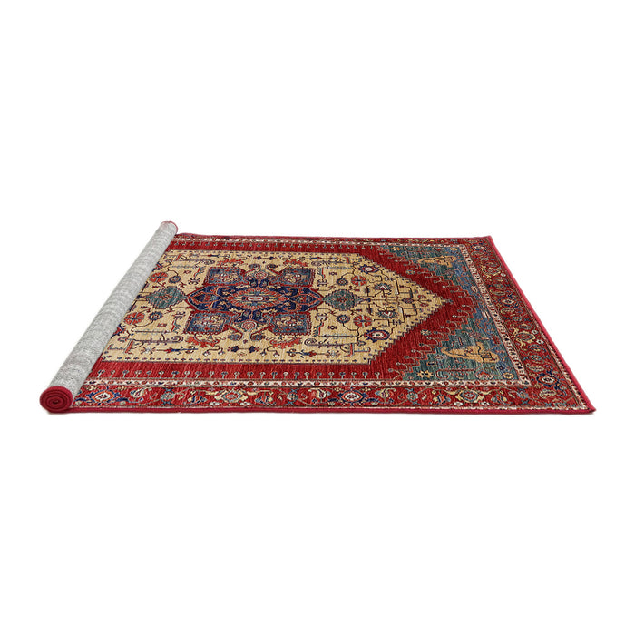 Sideview of Machine Washable Industrial Modern Red Rug, wshurb1794