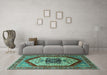 Machine Washable Oriental Turquoise Industrial Area Rugs in a Living Room,, wshurb1794turq