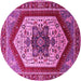 Round Oriental Pink Industrial Rug, urb1794pnk