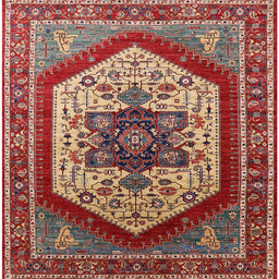 Square Mid-Century Modern Red Oriental Rug, urb1794