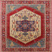 Square Mid-Century Modern Red Oriental Rug, urb1794