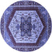 Round Oriental Blue Industrial Rug, urb1794blu