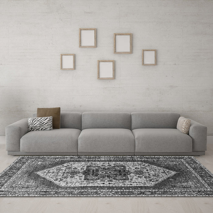 Machine Washable Oriental Gray Industrial Rug in a Living Room,, wshurb1794gry
