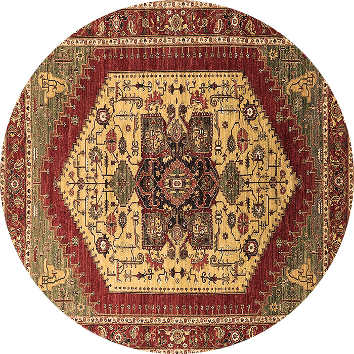 Round Machine Washable Oriental Brown Industrial Rug, wshurb1794brn