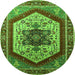 Round Oriental Green Industrial Rug, urb1794grn