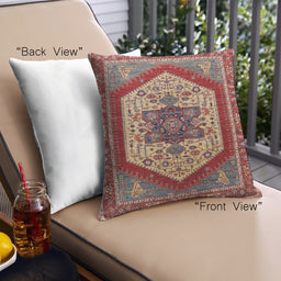 Front View of Mid-Century Modern Urban Square Red Throw Pillow, 18 inch by 18 inch, pwurb1794