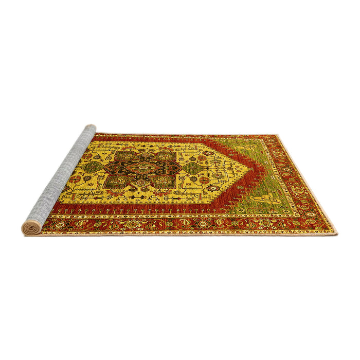 Sideview of Machine Washable Oriental Yellow Industrial Rug, wshurb1794yw