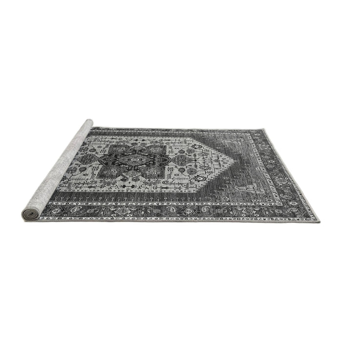 Sideview of Machine Washable Oriental Gray Industrial Rug, wshurb1794gry
