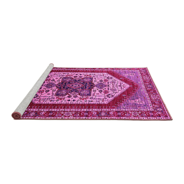 Sideview of Machine Washable Oriental Pink Industrial Rug, wshurb1794pnk