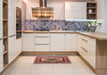 Mid-Century Modern Red Oriental Rug in a Kitchen, urb1794