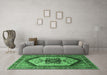 Machine Washable Oriental Emerald Green Industrial Area Rugs in a Living Room,, wshurb1794emgrn