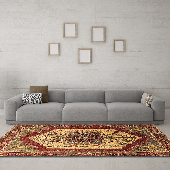 Machine Washable Oriental Brown Industrial Rug in a Living Room,, wshurb1794brn