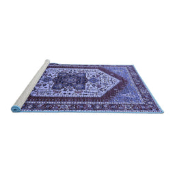 Sideview of Machine Washable Oriental Blue Industrial Rug, wshurb1794blu