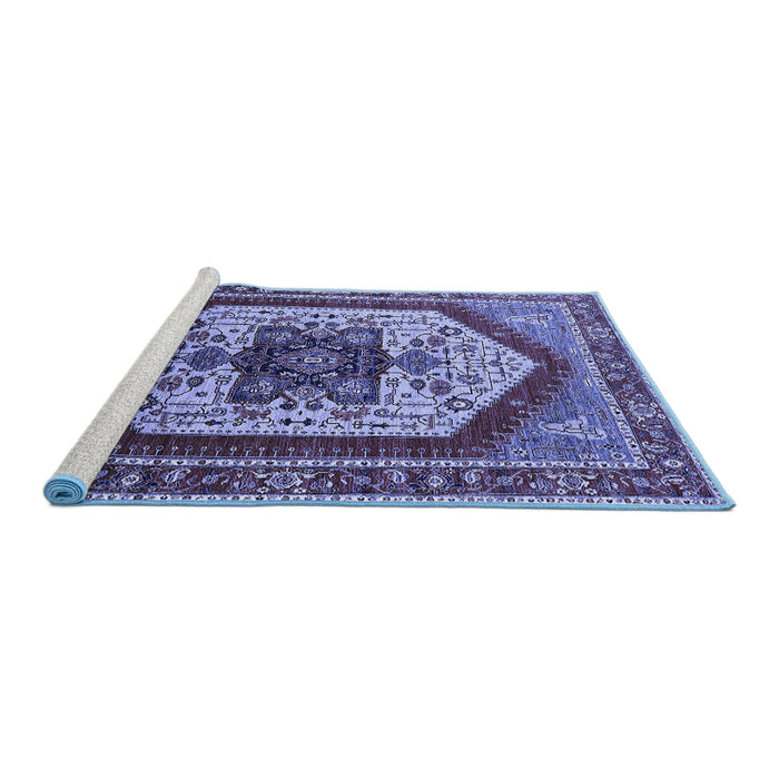 Sideview of Machine Washable Oriental Blue Industrial Rug, wshurb1794blu