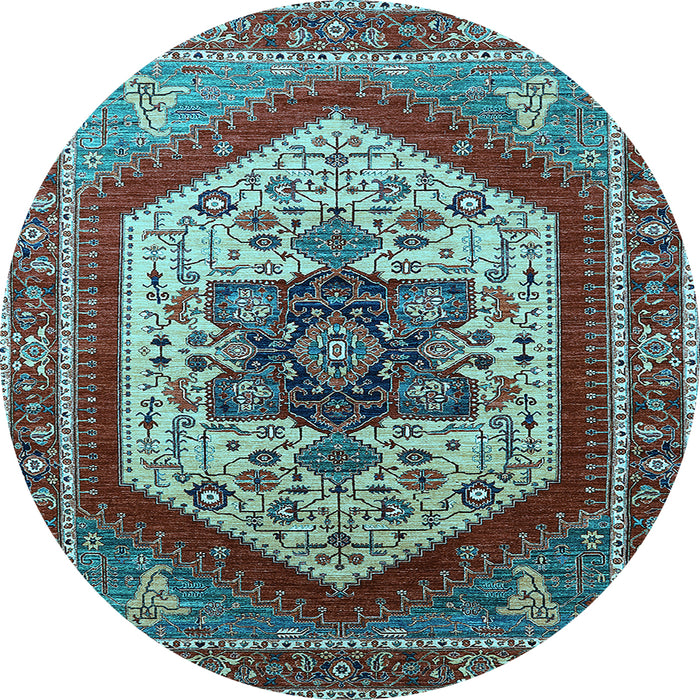 Round Oriental Light Blue Industrial Rug, urb1794lblu