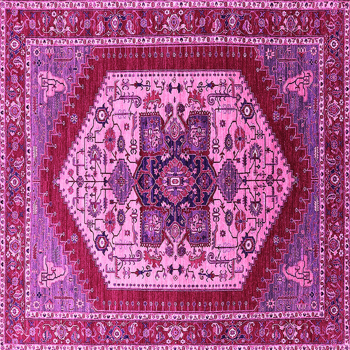 Square Machine Washable Oriental Pink Industrial Rug, wshurb1794pnk