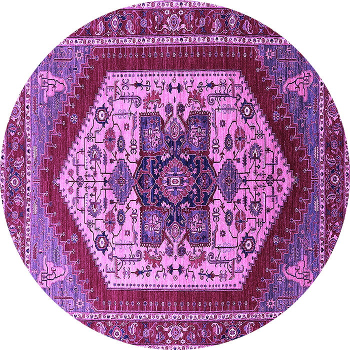 Round Oriental Purple Industrial Rug, urb1794pur
