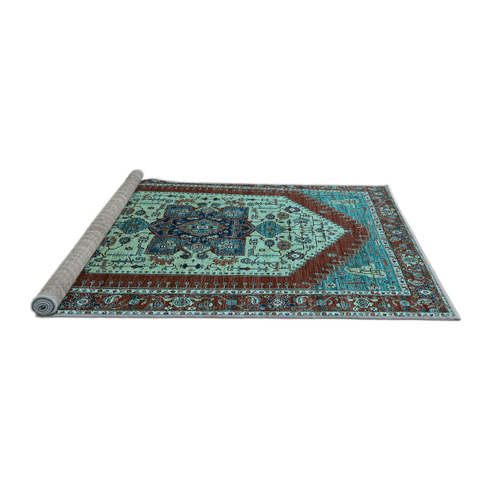 Sideview of Machine Washable Oriental Light Blue Industrial Rug, wshurb1794lblu