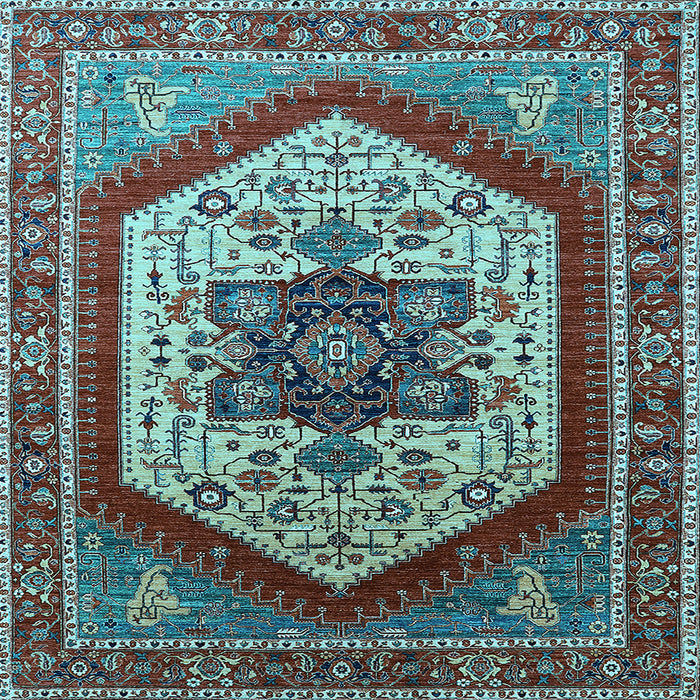 Square Oriental Light Blue Industrial Rug, urb1794lblu