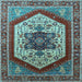 Square Oriental Light Blue Industrial Rug, urb1794lblu