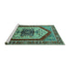 Sideview of Machine Washable Oriental Turquoise Industrial Area Rugs, wshurb1794turq