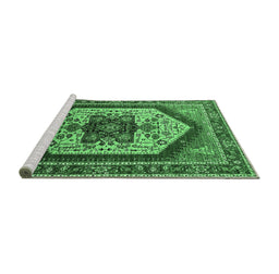 Sideview of Machine Washable Oriental Emerald Green Industrial Area Rugs, wshurb1794emgrn