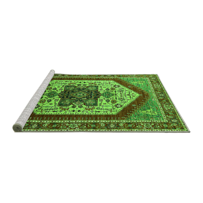 Sideview of Machine Washable Oriental Green Industrial Area Rugs, wshurb1794grn