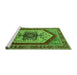 Sideview of Machine Washable Oriental Green Industrial Area Rugs, wshurb1794grn