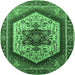 Round Oriental Emerald Green Industrial Rug, urb1794emgrn