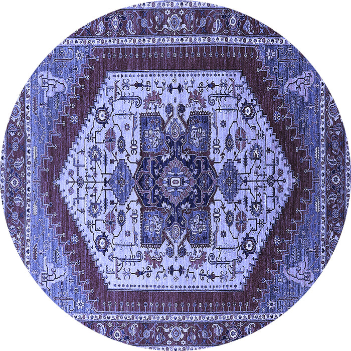 Round Machine Washable Oriental Blue Industrial Rug, wshurb1794blu