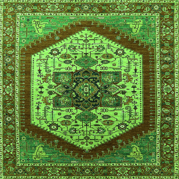 Square Oriental Green Industrial Rug, urb1794grn