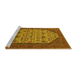 Sideview of Machine Washable Oriental Yellow Industrial Rug, wshurb1795yw